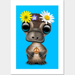 Cute Baby Platypus Hippie Posters and Art